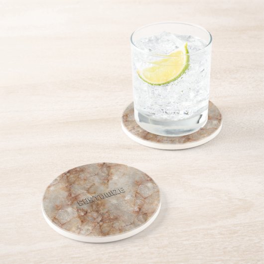 Realistisch bruin faux Marble Stone Pattern Zandsteen Onderzetter (Zijkant)