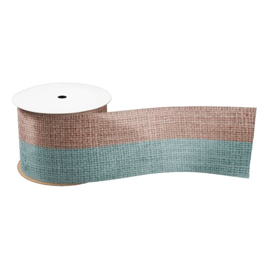 Realistisch Burlap Rustic Blush Pink & Light Blue Satijnen Lint (Spoel)