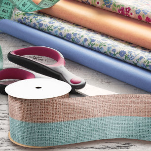 Realistisch Burlap Rustic Blush Pink & Light Blue Satijnen Lint