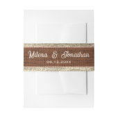 Realistisch Burlap Rustic Gold & Chocolate Brown Uitnodigingen Wikkel (Voorkant Voorbeeld)