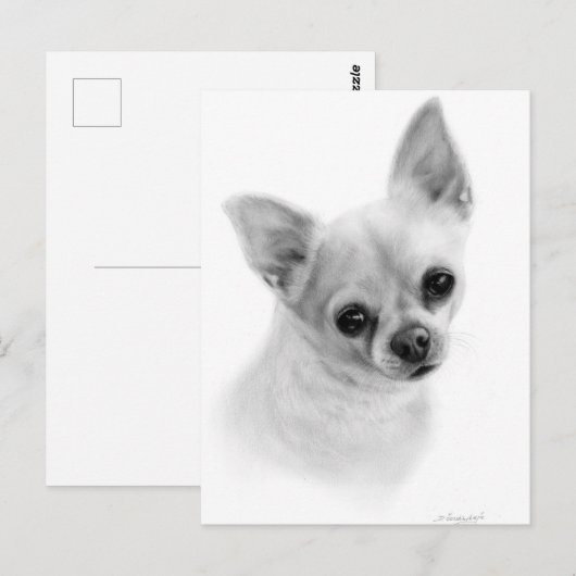Realistisch Chihuahua Portret - olieverfschilderij Briefkaart (Voorkant / Achterkant)