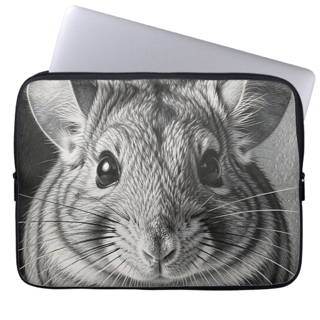 Realistisch Chinchilla-portretschets Laptop Sleeve (Voorkant)