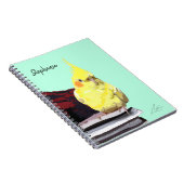 Realistisch Cockatiel Bird op Books Moderne Art No Notitieboek (Rechterzijde)