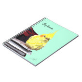 Realistisch Cockatiel Bird op Books Moderne Art No Notitieboek (Linkerzijde)