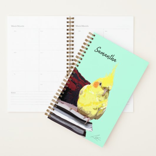 Realistisch Cockatielvarken op boekenschilderingen Planner (Display)