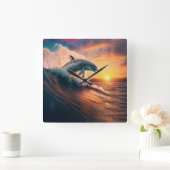 Realistisch dolfijnsprinkhin - Kinder soennitische Vierkante Klok (Huis)