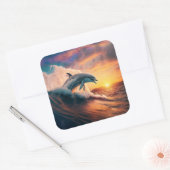 Realistisch dolfijnsprinkhin - Kinder soennitische Vierkante Sticker (Envelop)