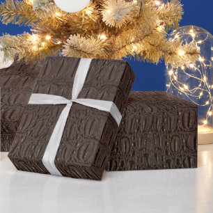 Realistisch donkerbruine alligator-huidafdrukken cadeaupapier