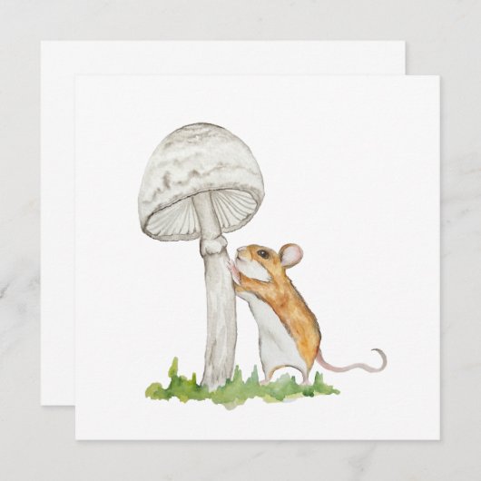 Realistisch een grappige veldmuis en paddenstoel (Voorkant / Achterkant)
