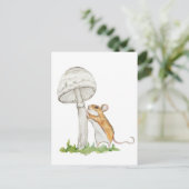 Realistisch een grappige veldmuis en paddenstoel briefkaart (Staand voorkant)