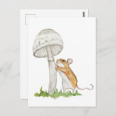 Realistisch een grappige veldmuis en paddenstoel briefkaart (Voorkant / Achterkant)