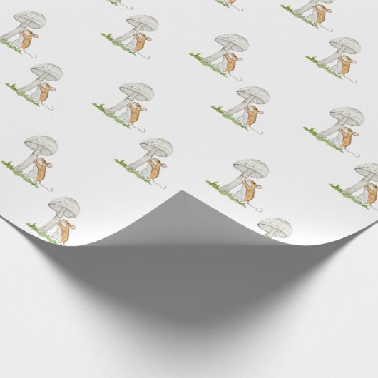 Realistisch een grappige veldmuis en paddenstoel cadeaupapier (Hoek)