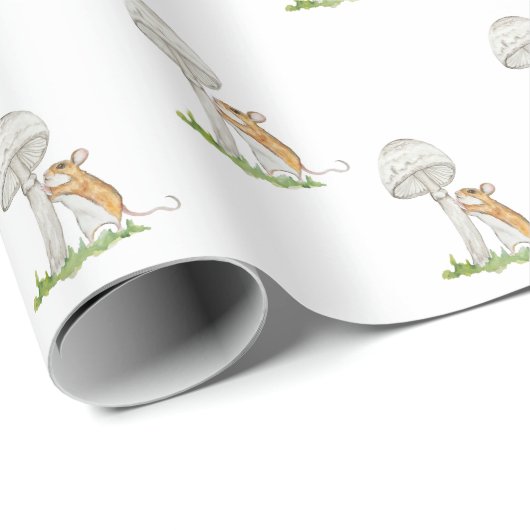 Realistisch een grappige veldmuis en paddenstoel cadeaupapier (Rol Hoek)