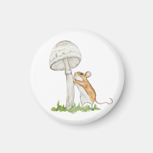 Realistisch een grappige veldmuis en paddenstoel magneet (Voorkant)