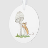 Realistisch een grappige veldmuis en paddenstoel ornament (voorkant)