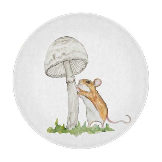 Realistisch een grappige veldmuis en paddenstoel snijplank (Voorkant)