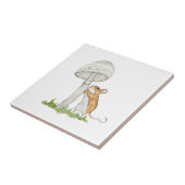 Realistisch een grappige veldmuis en paddenstoel tegeltje (Zijkant)