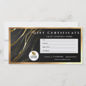 Realistisch elegante zwarte gouden haar-giftcertif (Achterkant)