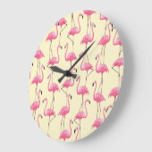 Realistisch Flamingo Vogel Verticaal Patroon Grote Klok (Hoek)