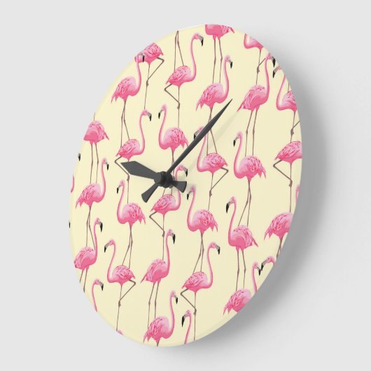 Realistisch Flamingo Vogel Verticaal Patroon Grote Klok (Hoek)