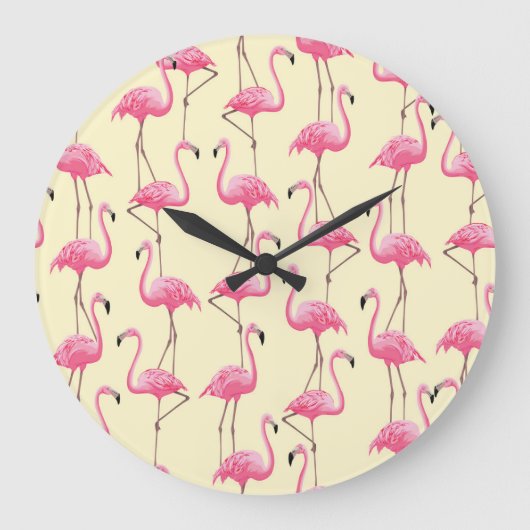 Realistisch Flamingo Vogel Verticaal Patroon Grote Klok (Voorkant)
