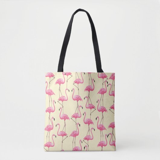 Realistisch Flamingo Vogel Verticaal Patroon Tote Bag (Voorkant)