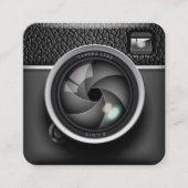 Realistisch fotograaf camera vierkante visitekaartje (Voorkant)