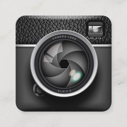 Realistisch fotograaf camera vierkante visitekaartje (Voorkant)