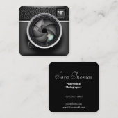 Realistisch fotograaf camera vierkante visitekaartje (Voorkant / Achterkant)