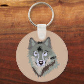 Realistisch geanimeerde Wolf-Sleutelhanger Sleutelhanger (Voorkant)