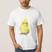Realistisch geel cokatiel vogel moderne kunst t-shirt (Voorkant)