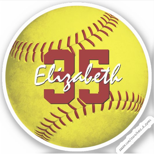 Realistisch geel meisje softbal custom-Cut Sticker (Voorkant)