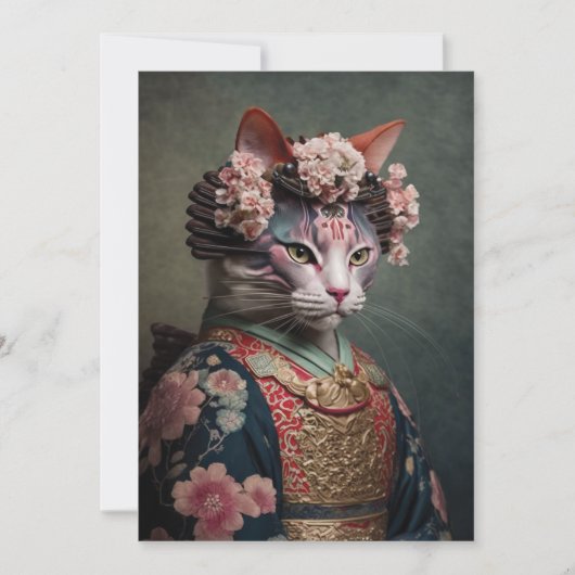 Realistisch Geisha Cat Feestdagenkaart (Voorkant)