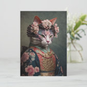 Realistisch Geisha Cat Feestdagenkaart (Staand voorkant)