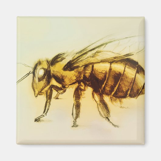 Realistisch gele Hornet-kunst, Square Magnet - Bee (Voorkant)