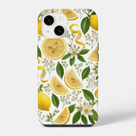 Realistisch Geperst Citroen & Botanisch Bloemmotie iPhone 14 Hoesje