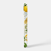 Realistisch geperst citroen- en botanisch bloempat iPhone 15 case (Linkerkant)