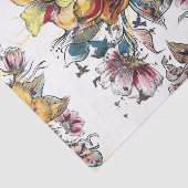 Realistisch getrokken bloemkool en vogelpatroon tissuepapier (Detail)