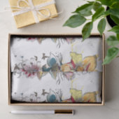 Realistisch getrokken bloemkool en vogelpatroon tissuepapier (Geschenk)