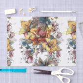 Realistisch getrokken bloemkool en vogelpatroon tissuepapier (Craft)