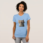 Realistisch glimlachen met kat t-shirt (Voorkant volledig)