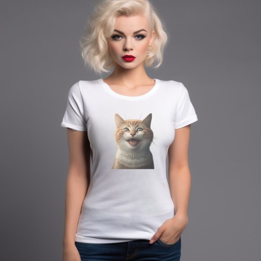 Realistisch glimlachen met kat t-shirt