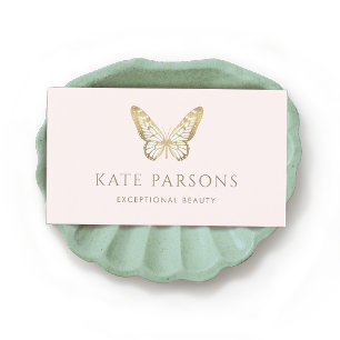 Realistisch Gold Butterfly roze Visitekaartje