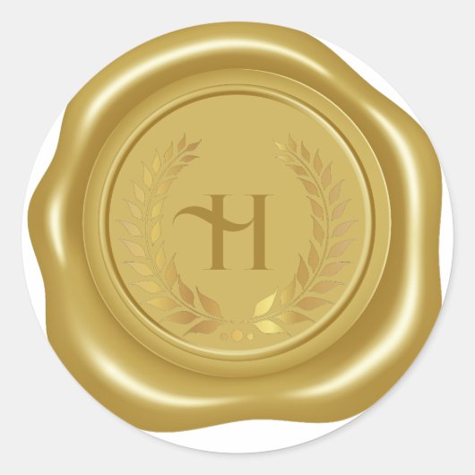 Realistisch gouden wasmedaillon, lauwerkrans ronde sticker (Voorkant)