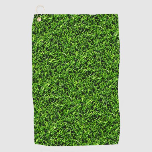 Realistisch grass fototextuur Funny Bright Green Golfhanddoek (Voorkant)