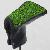 Realistisch grass fototextuur Funny Bright Green Golfheadcover (3/4 voorkant)