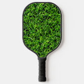 Realistisch grass fototextuur Funny Bright Green Pickleball Paddle (Voorkant)