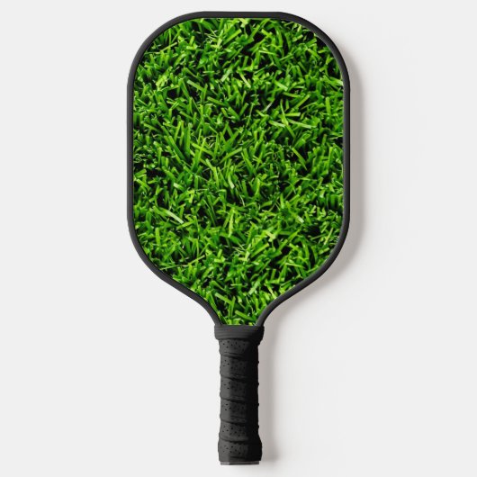Realistisch grass fototextuur Funny Bright Green Pickleball Paddle (Voorkant)