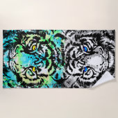 Realistisch grijze blauwe tijgerkeuken strandlaken (Voorkant)