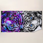 Realistisch grijze Paarse tijgerkoppen Strandlaken (Voorkant)